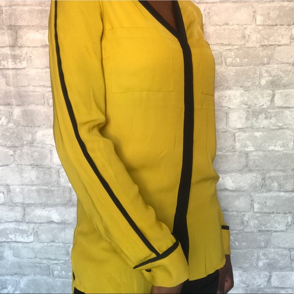 H&M | Yellow & black high low long sleeve top - Picture 8 of 8
